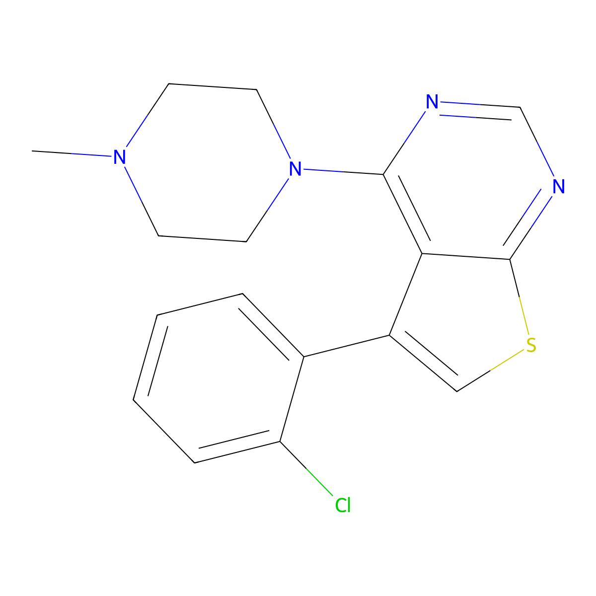 5-(2-Chlorophenyl)-4-(4-methylpiperazin-1-yl)thieno[2,3-d]pyrimidine molecular structure, CAS 496026-35-8
