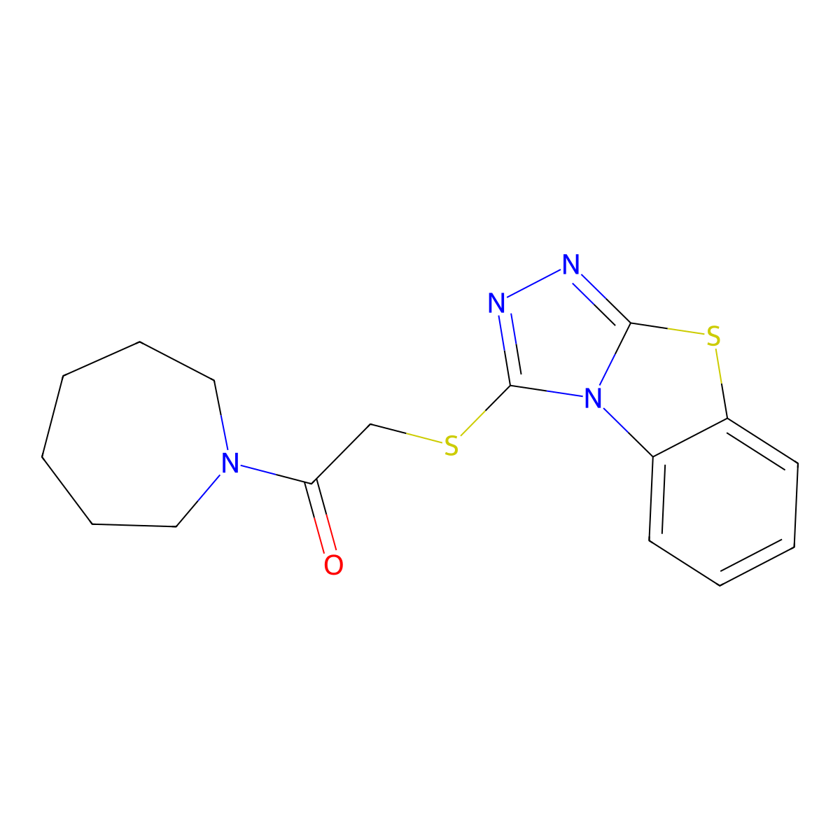 1-(Azepan-1-yl)-2-([1,2,4]triazolo[3,4-b][1,3]benzothiazol-3-ylsulfanyl)ethanone molecular structure, CAS 496026-50-7