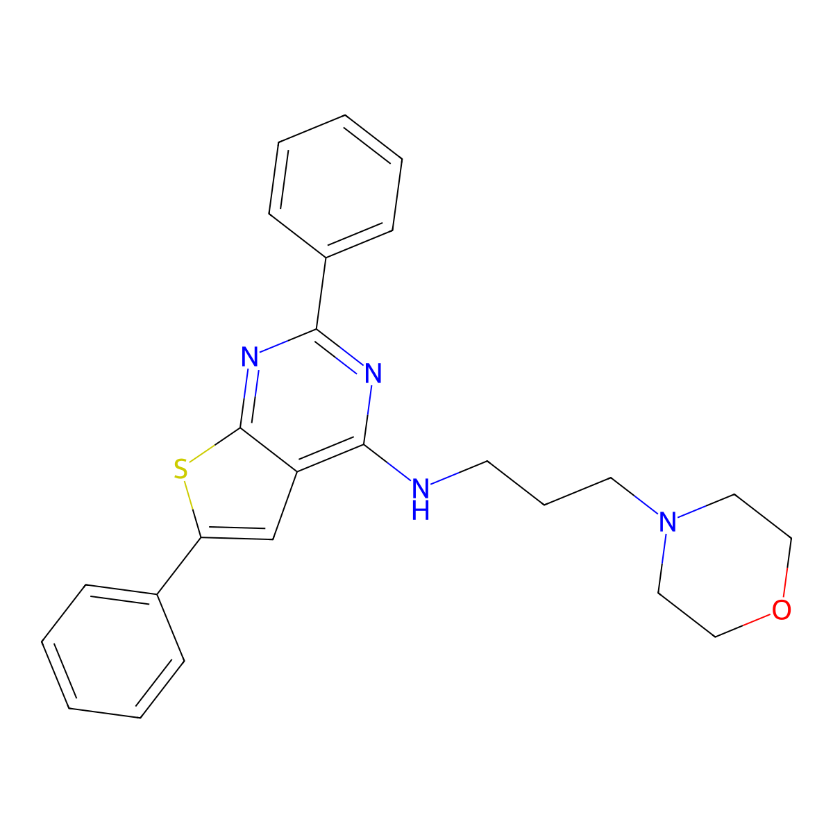 N-[3-(morpholin-4-yl)propyl]-2,6-diphenylthieno[2,3-d]pyrimidin-4-amine molecular structure, CAS 496026-54-1