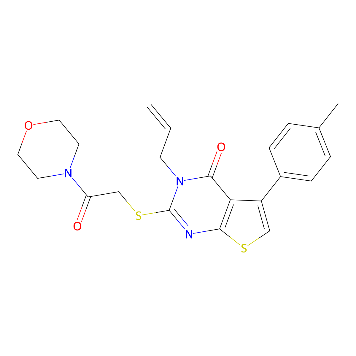 3-allyl-2-((2-morpholino-2-oxoethyl)thio)-5-(p-tolyl)thieno[2,3-d]pyrimidin-4(3H)-one molecular structure, CAS 496026-59-6