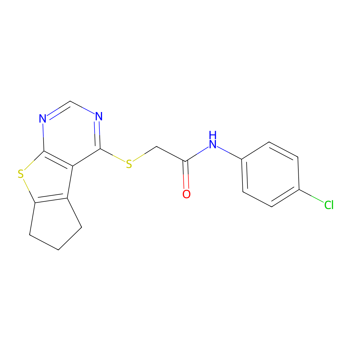 N-(4-chlorophenyl)-2-{7-thia-9,11-diazatricyclo[6.4.0.0^{2,6}]dodeca-1(12),2(6),8,10-tetraen-12-ylsulfanyl}acetamide molecular structure, CAS 496026-91-6