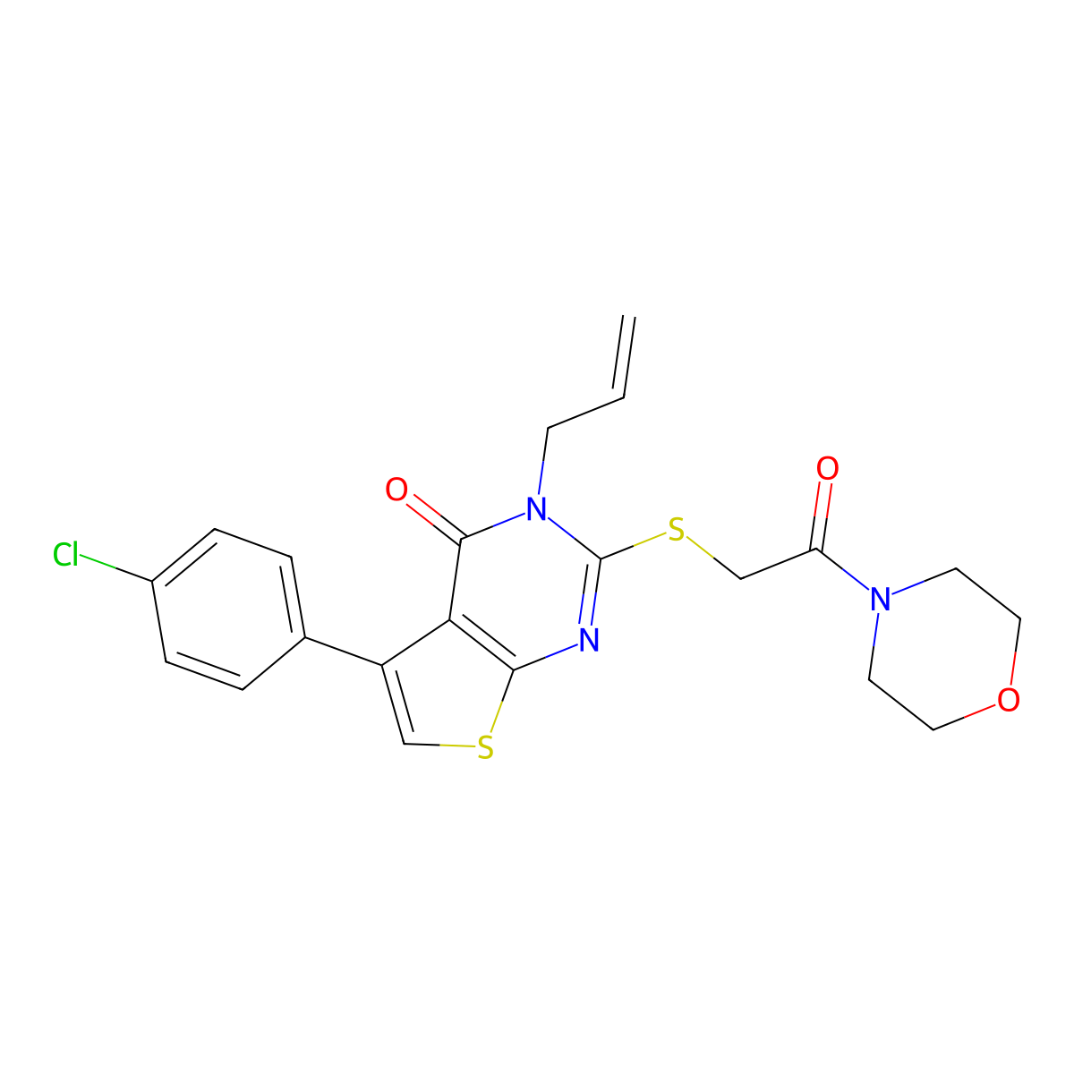 3-allyl-5-(4-chlorophenyl)-2-((2-morpholino-2-oxoethyl)thio)thieno[2,3-d]pyrimidin-4(3H)-one molecular structure, CAS 496026-95-0