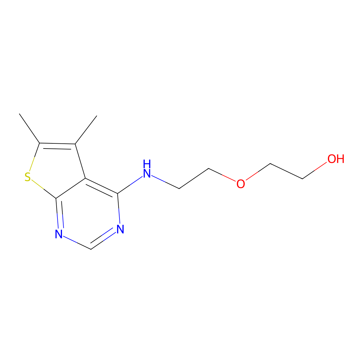 2-{2-[(5,6-Dimethylthieno[2,3-d]pyrimidin-4-yl)amino]ethoxy}ethanol molecular structure, CAS 496027-20-4