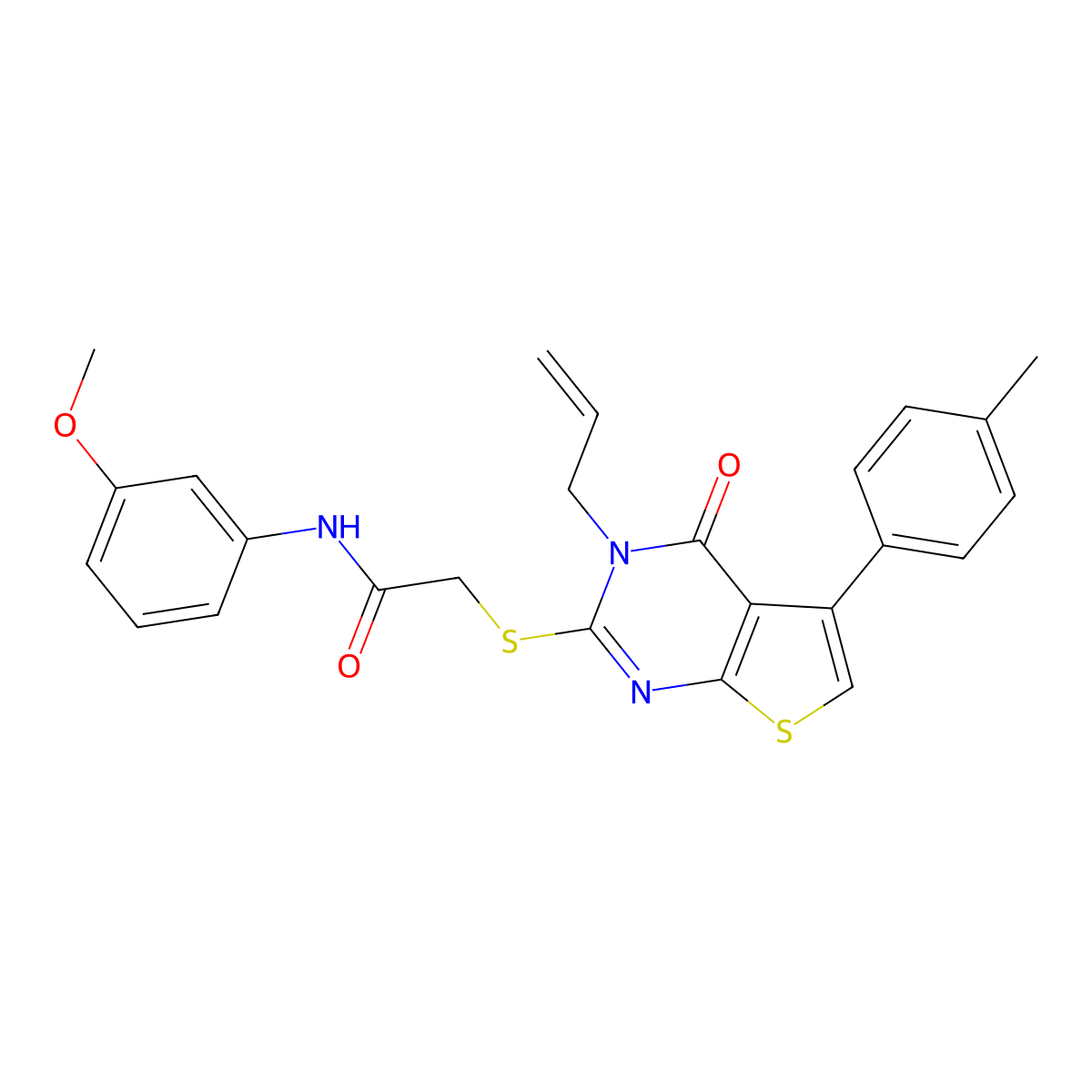 N-(3-methoxyphenyl)-2-{[5-(4-methylphenyl)-4-oxo-3-(prop-2-en-1-yl)-3,4-dihydrothieno[2,3-d]pyrimidin-2-yl]sulfanyl}acetamide molecular structure, CAS 496027-58-8