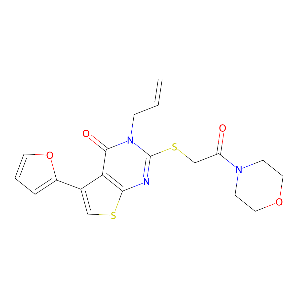 3-allyl-5-(2-furyl)-2-{[2-(4-morpholinyl)-2-oxoethyl]thio}thieno[2,3-d]pyrimidin-4(3H)-one molecular structure, CAS 496027-83-9