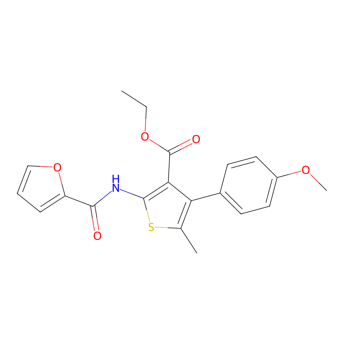 Ethyl 2-(furan-2-carboxamido)-4-(4-methoxyphenyl)-5-methylthiophene-3-carboxylate molecular structure, CAS 496027-98-6