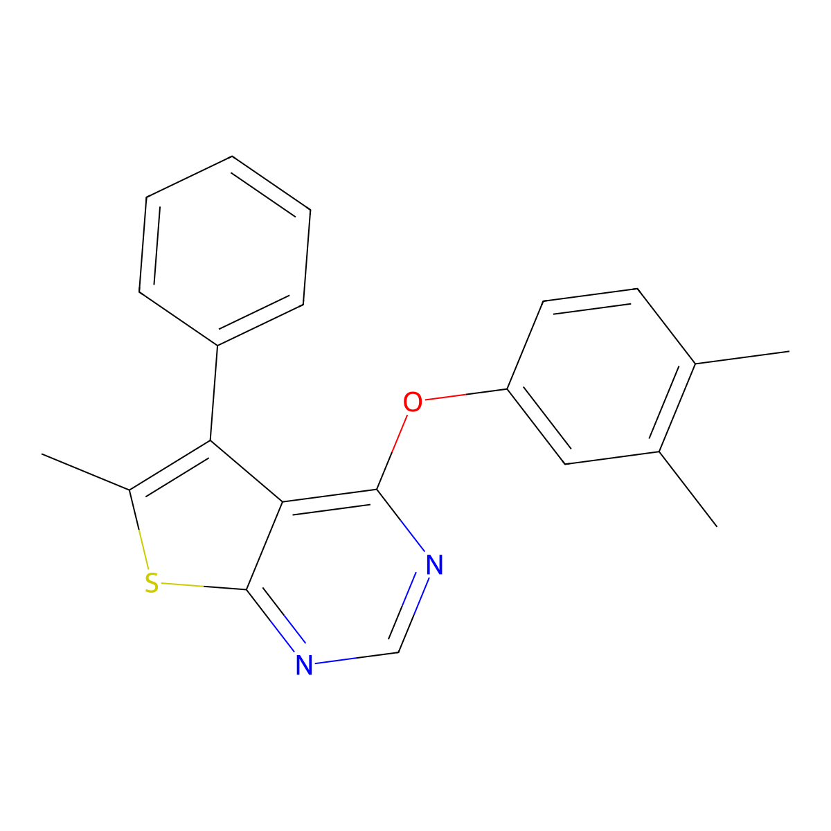 4-(3,4-Dimethylphenoxy)-6-methyl-5-phenylthieno[2,3-d]pyrimidine molecular structure, CAS 496028-47-8