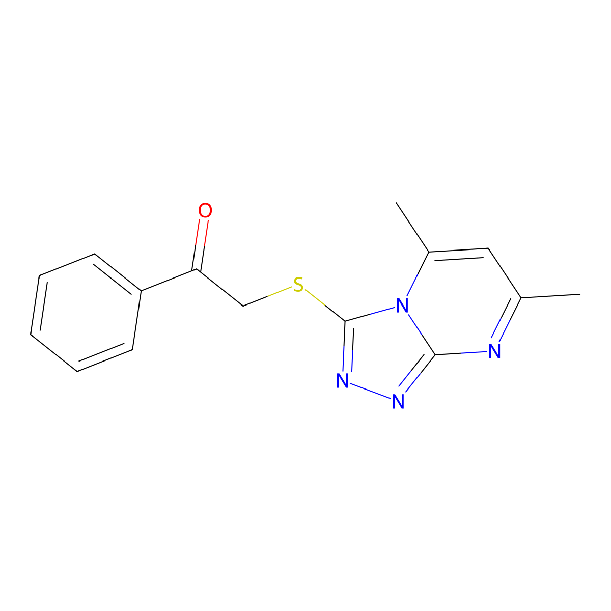 2-[(5,7-Dimethyl[1,2,4]triazolo[4,3-a]pyrimidin-3-yl)sulfanyl]-1-phenylethanone molecular structure, CAS 496028-65-0