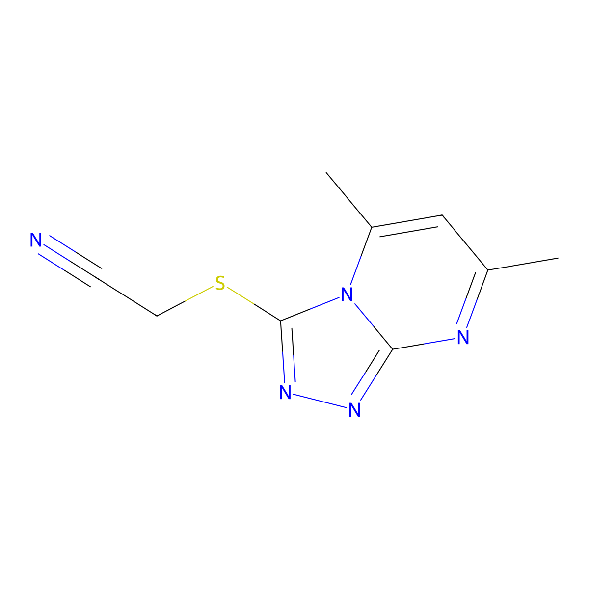 [(5,7-Dimethyl[1,2,4]triazolo[4,3-a]pyrimidin-3-yl)sulfanyl]acetonitrile molecular structure, CAS 496028-67-2