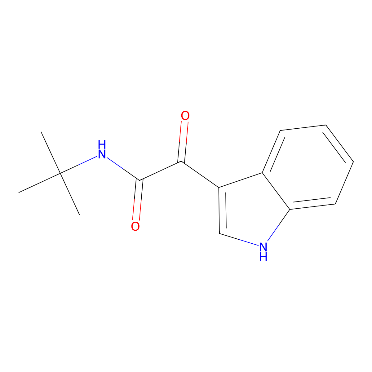 N-tert-butyl-2-(1H-indol-3-yl)-2-oxoacetamide molecular structure, CAS 496028-69-4