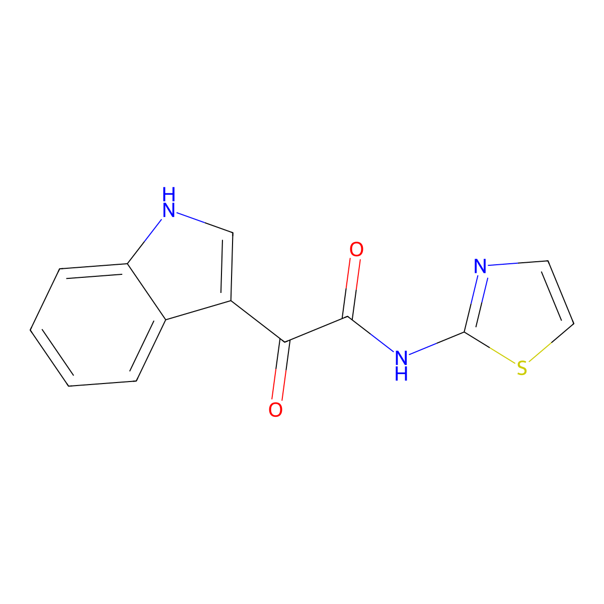 2-(1H-indol-3-yl)-2-oxo-N-(2-thiazolyl)acetamide molecular structure, CAS 496028-70-7