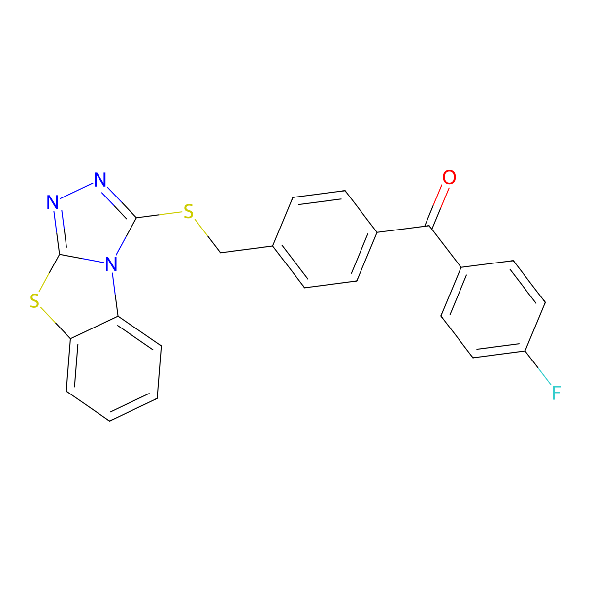 (4-Fluorophenyl)-[4-([1,2,4]triazolo[3,4-b][1,3]benzothiazol-1-ylsulfanylmethyl)phenyl]methanone molecular structure, CAS 496028-77-4