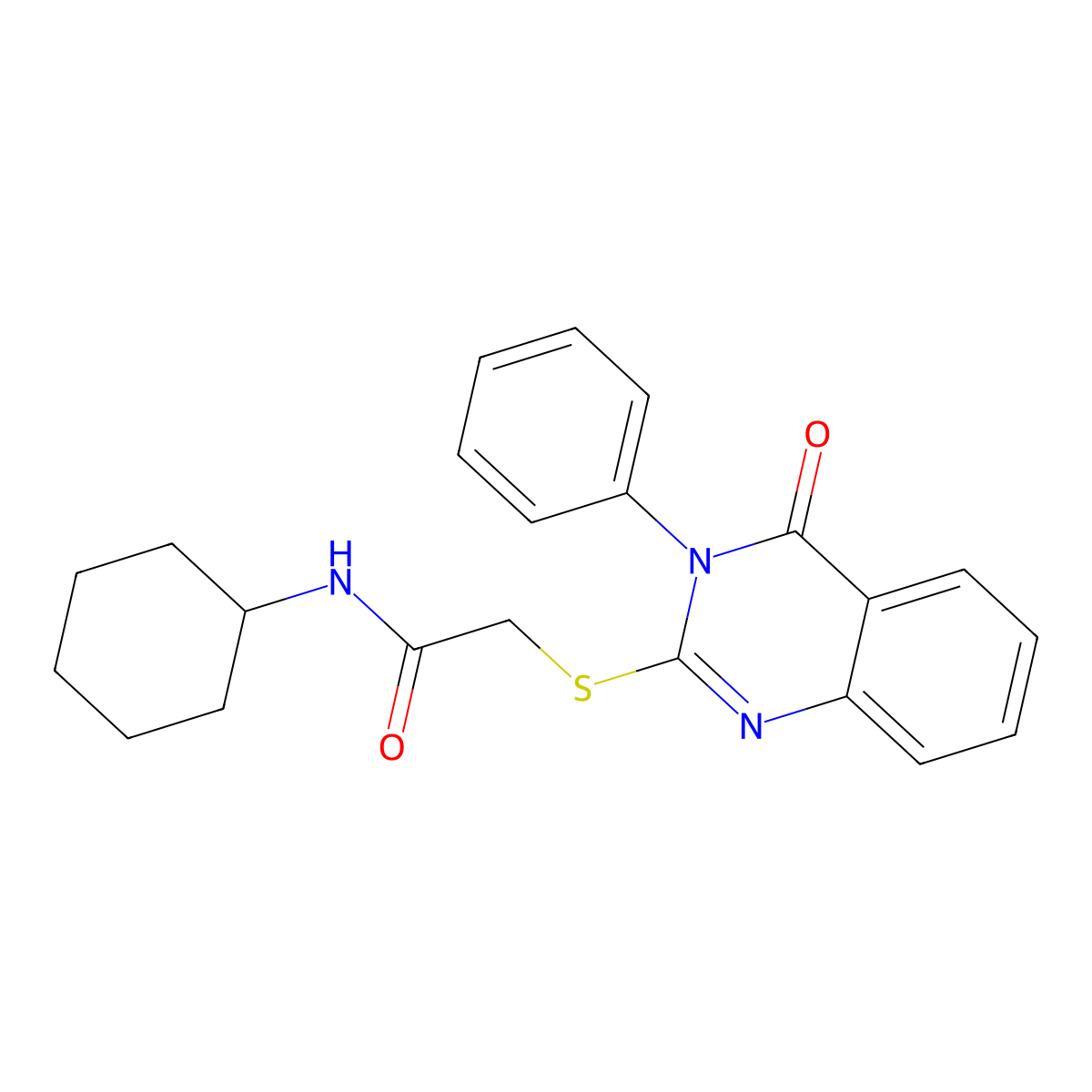 N-cyclohexyl-2-[(4-oxo-3-phenyl-3,4-dihydroquinazolin-2-yl)sulfanyl]acetamide molecular structure, CAS 496029-06-2