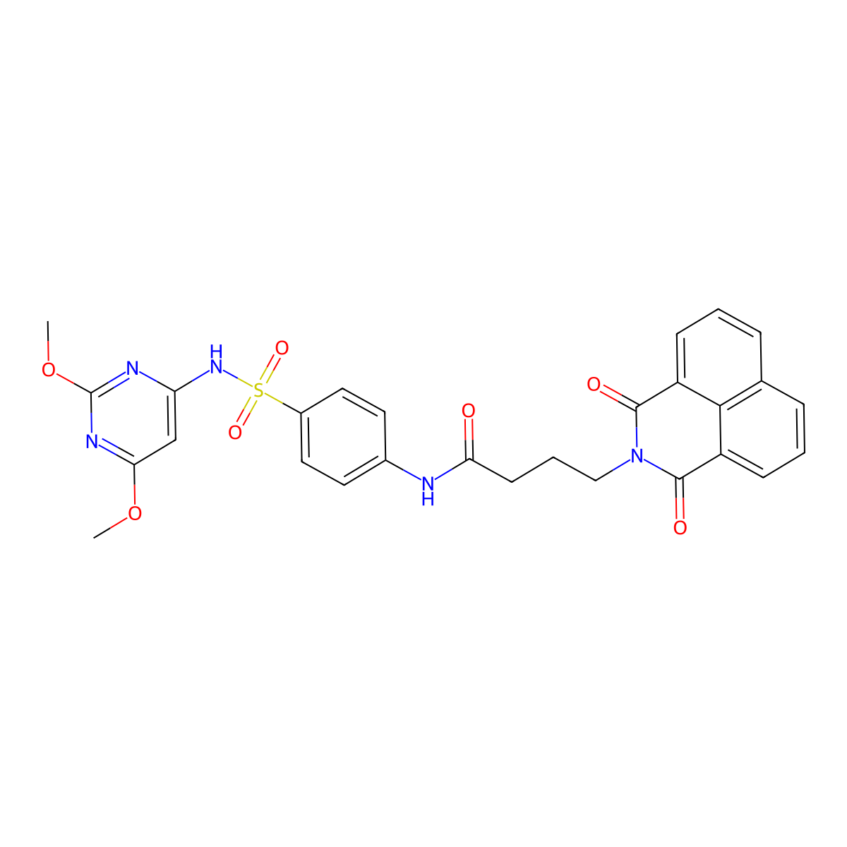 N-[4-[(2,6-dimethoxypyrimidin-4-yl)sulfamoyl]phenyl]-4-(1,3-dioxobenzo[de]isoquinolin-2-yl)butanamide molecular structure, CAS 496029-13-1
