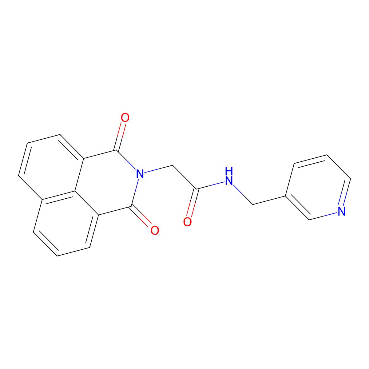 2-{2,4-dioxo-3-azatricyclo[7.3.1.0^{5,13}]trideca-1(13),5,7,9,11-pentaen-3-yl}-N-[(pyridin-3-yl)methyl]acetamide molecular structure, CAS 496029-27-7