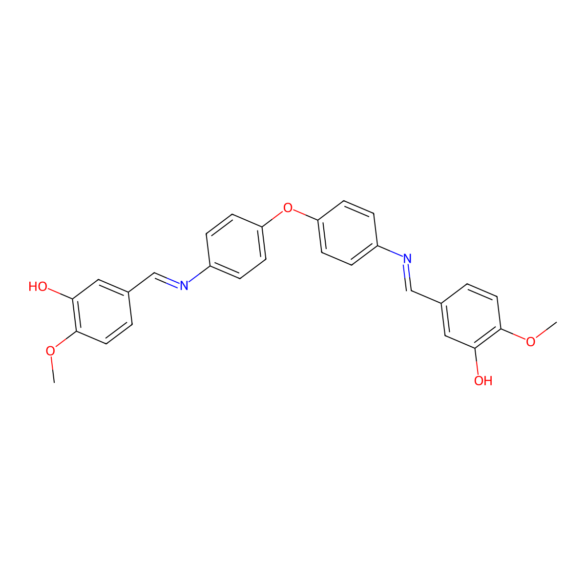 5-[[4-[4-[(3-Hydroxy-4-methoxyphenyl)methylideneamino]phenoxy]phenyl]iminomethyl]-2-methoxyphenol molecular structure, CAS 496029-31-3