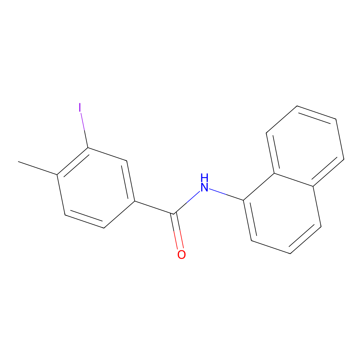 3-iodo-4-methyl-N-naphthalen-1-ylbenzamide molecular structure, CAS 496029-41-5