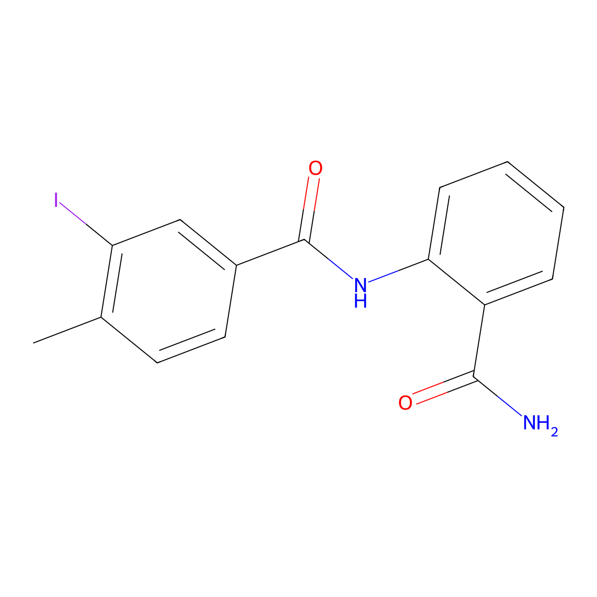 N-(2-carbamoylphenyl)-3-iodo-4-methylbenzamide molecular structure, CAS 496029-49-3