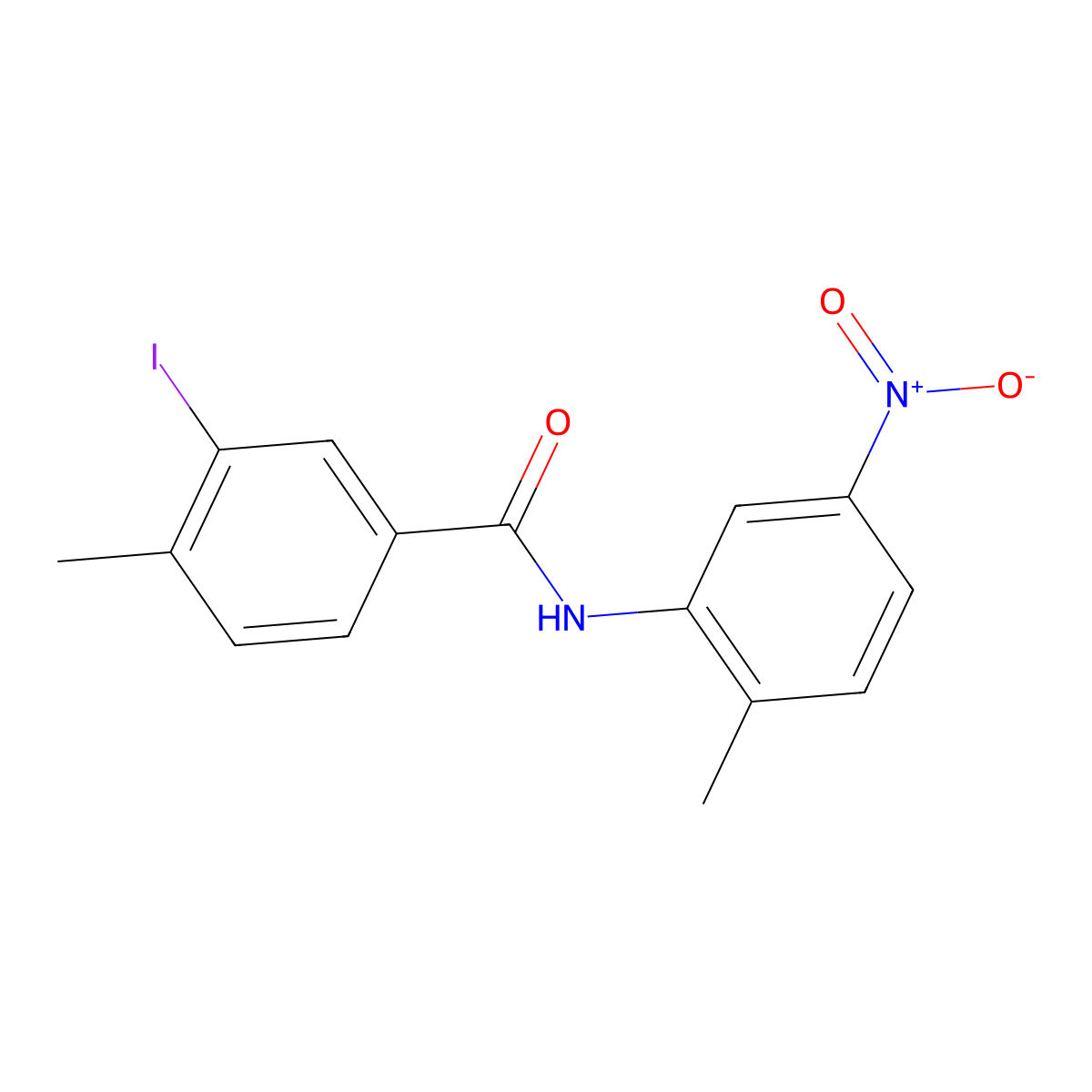 3-iodo-4-methyl-N-(2-methyl-5-nitrophenyl)benzamide molecular structure, CAS 496029-52-8