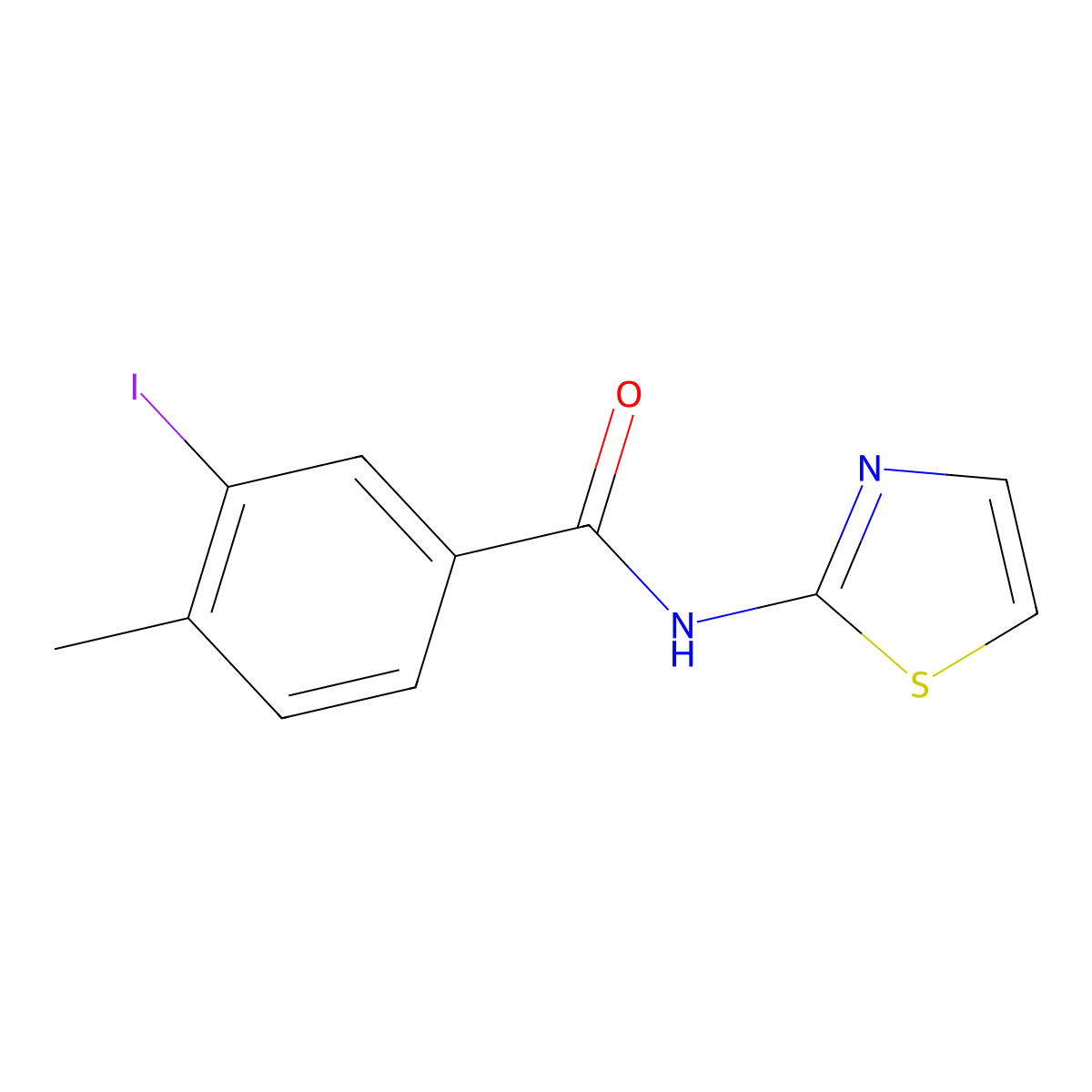 3-iodo-4-methyl-N-(1,3-thiazol-2-yl)benzamide molecular structure, CAS 496029-57-3