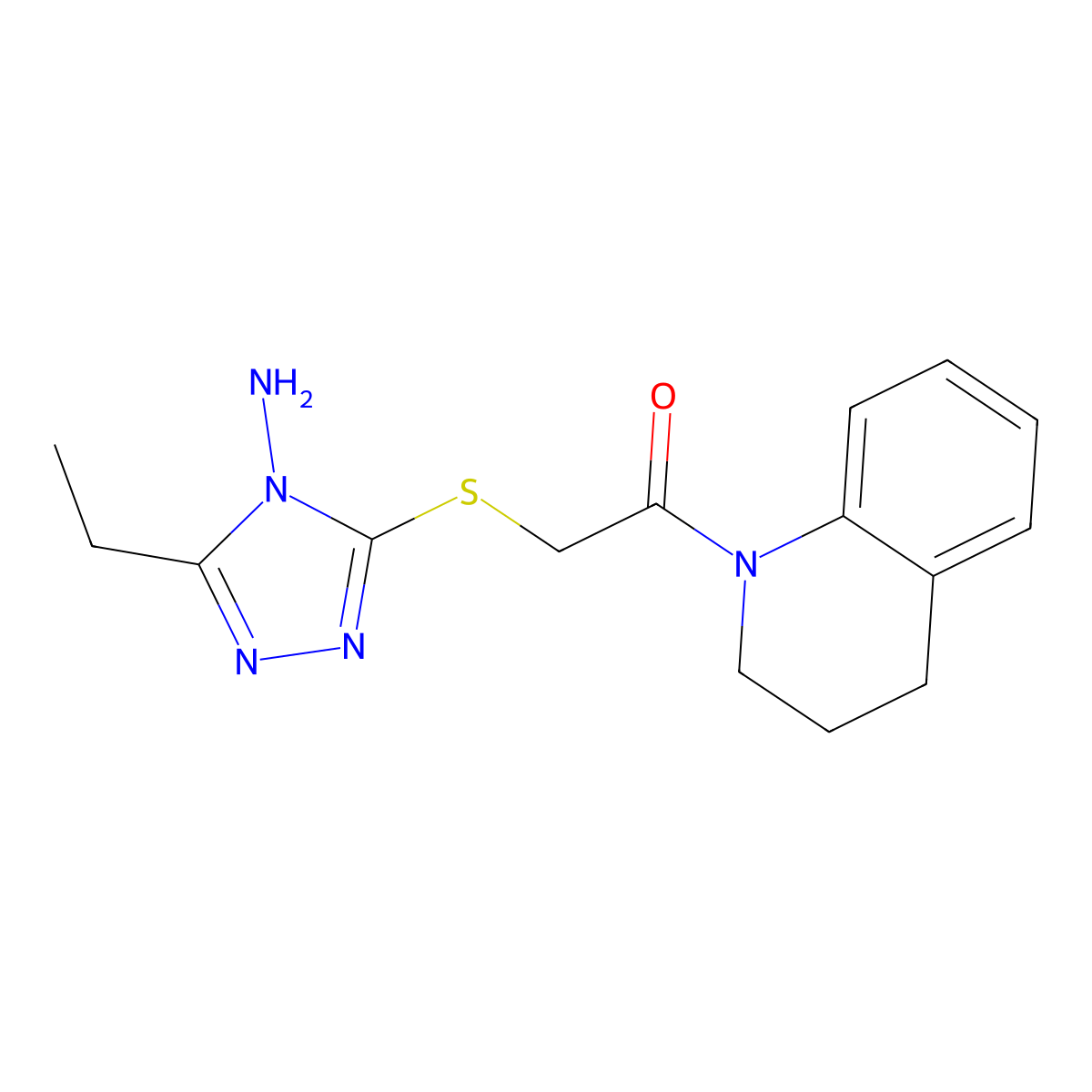 2-[(4-amino-5-ethyl-1,2,4-triazol-3-yl)sulfanyl]-1-(3,4-dihydro-2H-quinolin-1-yl)ethanone molecular structure, CAS 496033-22-8