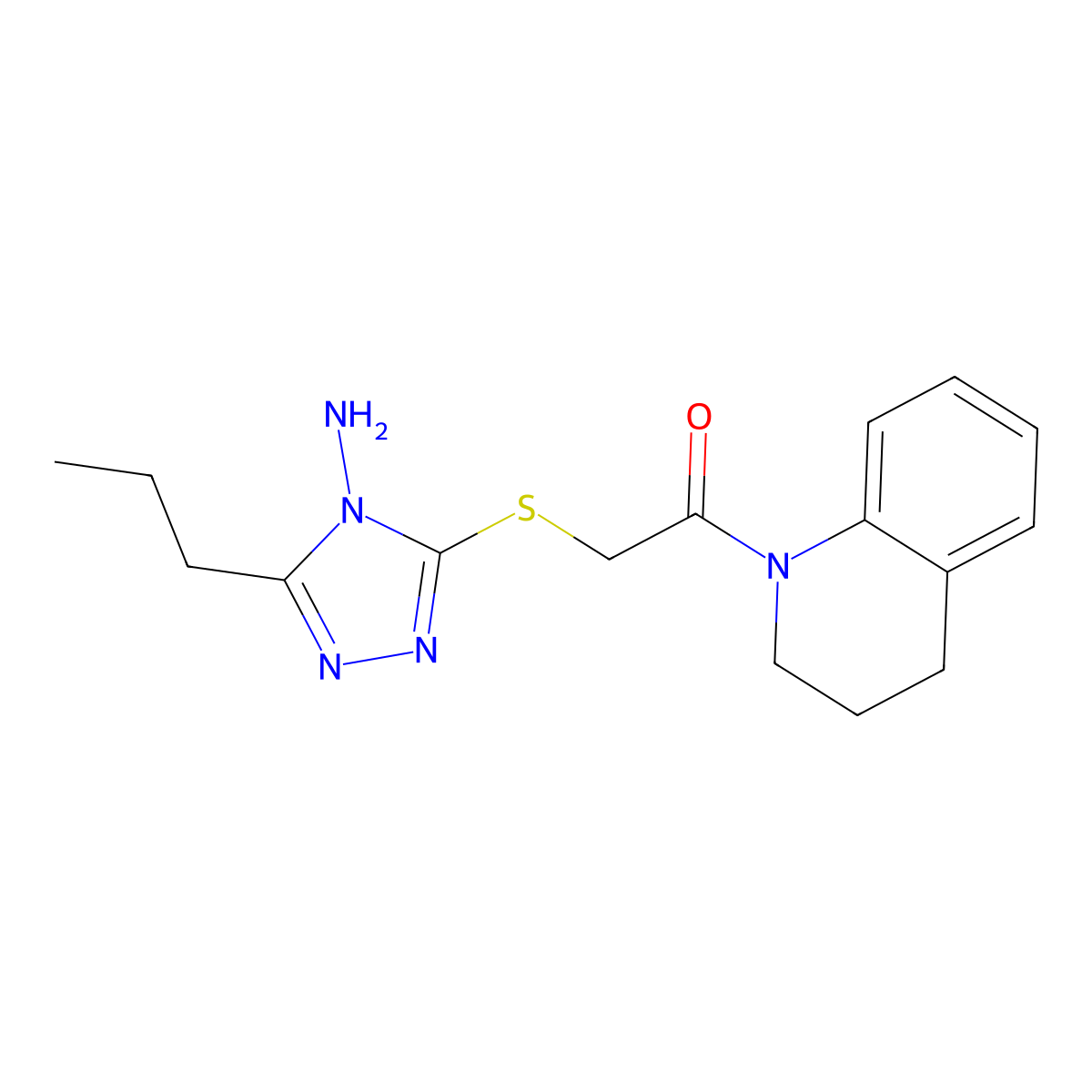 2-[(4-amino-5-propyl-1,2,4-triazol-3-yl)sulfanyl]-1-(3,4-dihydro-2H-quinolin-1-yl)ethanone molecular structure, CAS 496033-23-9