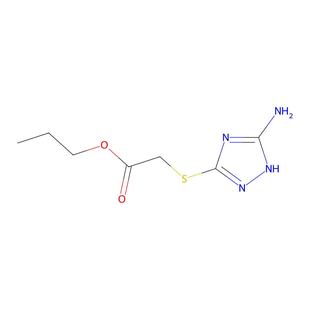 propyl 2-[(5-amino-1H-1,2,4-triazol-3-yl)sulfanyl]acetate molecular structure, CAS 496033-63-7