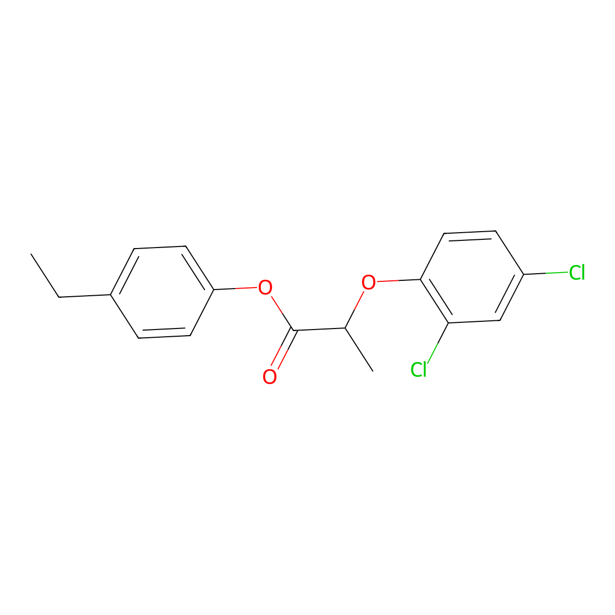 4-Ethylphenyl 2-(2,4-dichlorophenoxy)propanoate molecular structure, CAS 496033-80-8