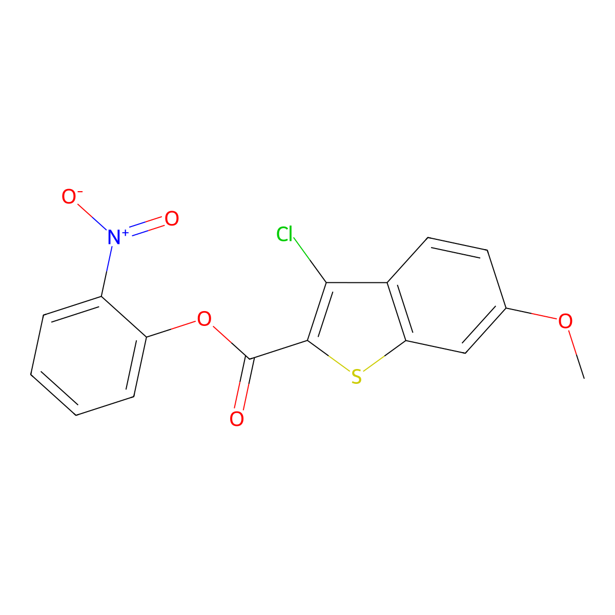2-Nitrophenyl 3-chloro-6-methoxy-1-benzothiophene-2-carboxylate molecular structure, CAS 496034-14-1