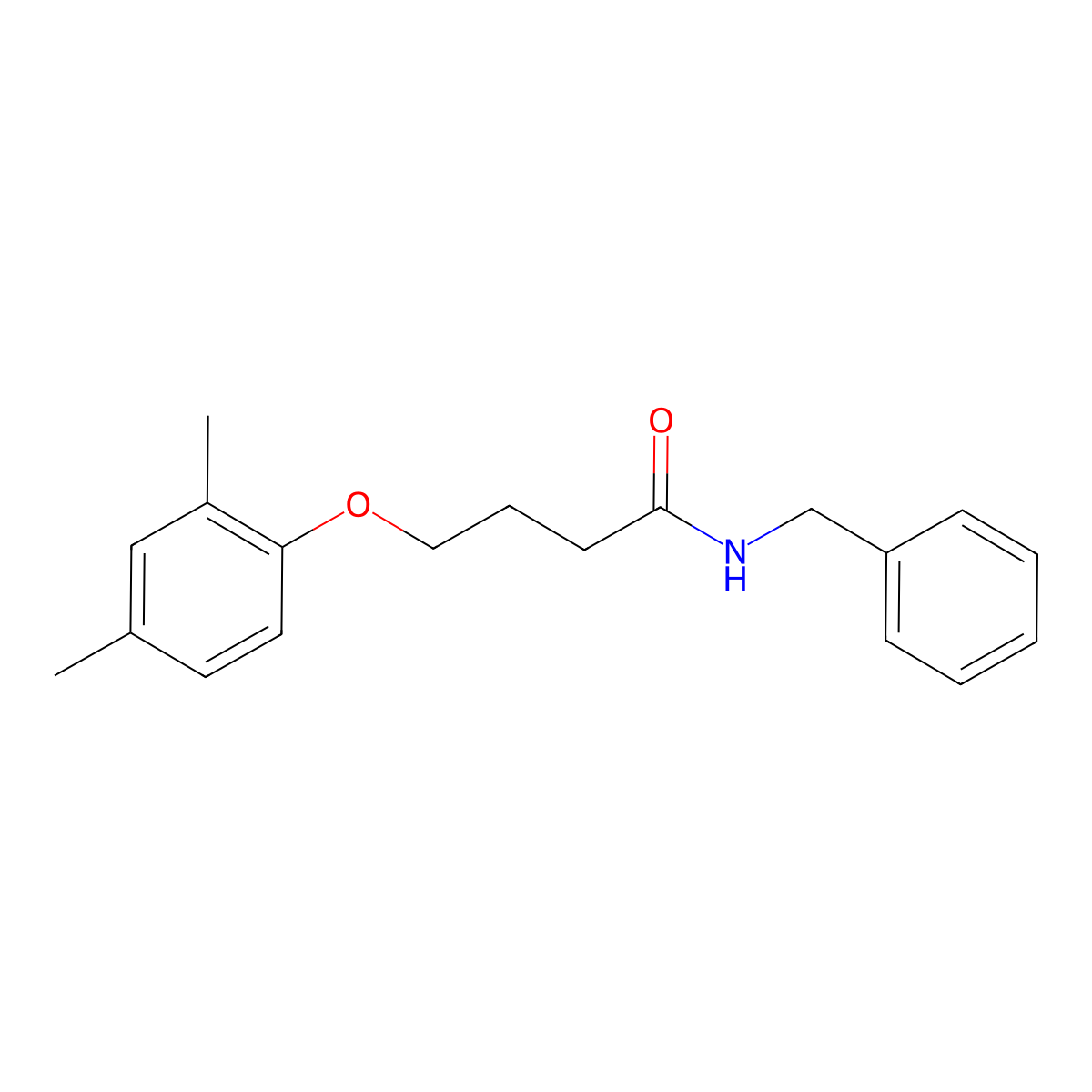 N-benzyl-4-(2,4-dimethylphenoxy)butanamide molecular structure, CAS 496036-15-8