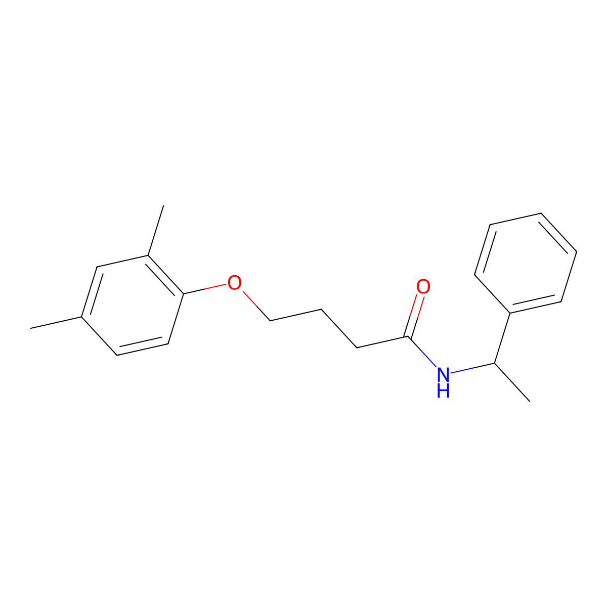 4-(2,4-dimethylphenoxy)-N-(1-phenylethyl)butanamide molecular structure, CAS 496036-17-0