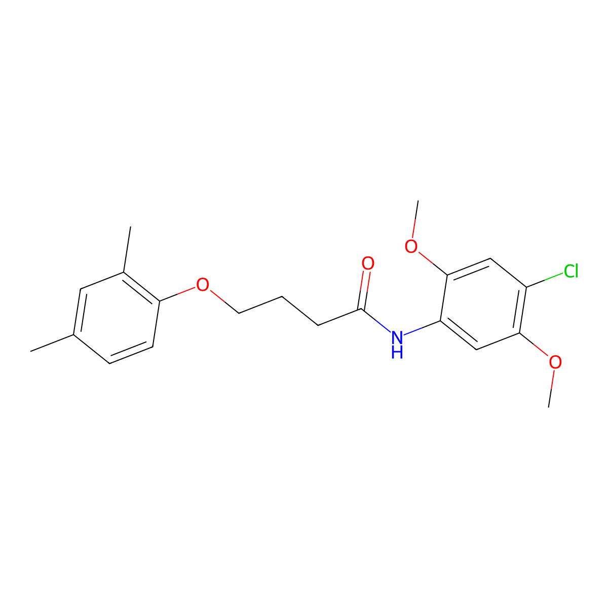 N-(4-chloro-2,5-dimethoxyphenyl)-4-(2,4-dimethylphenoxy)butanamide molecular structure, CAS 496036-47-6