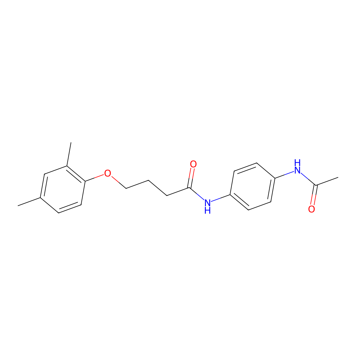 N-(4-acetamidophenyl)-4-(2,4-dimethylphenoxy)butanamide molecular structure, CAS 496036-85-2
