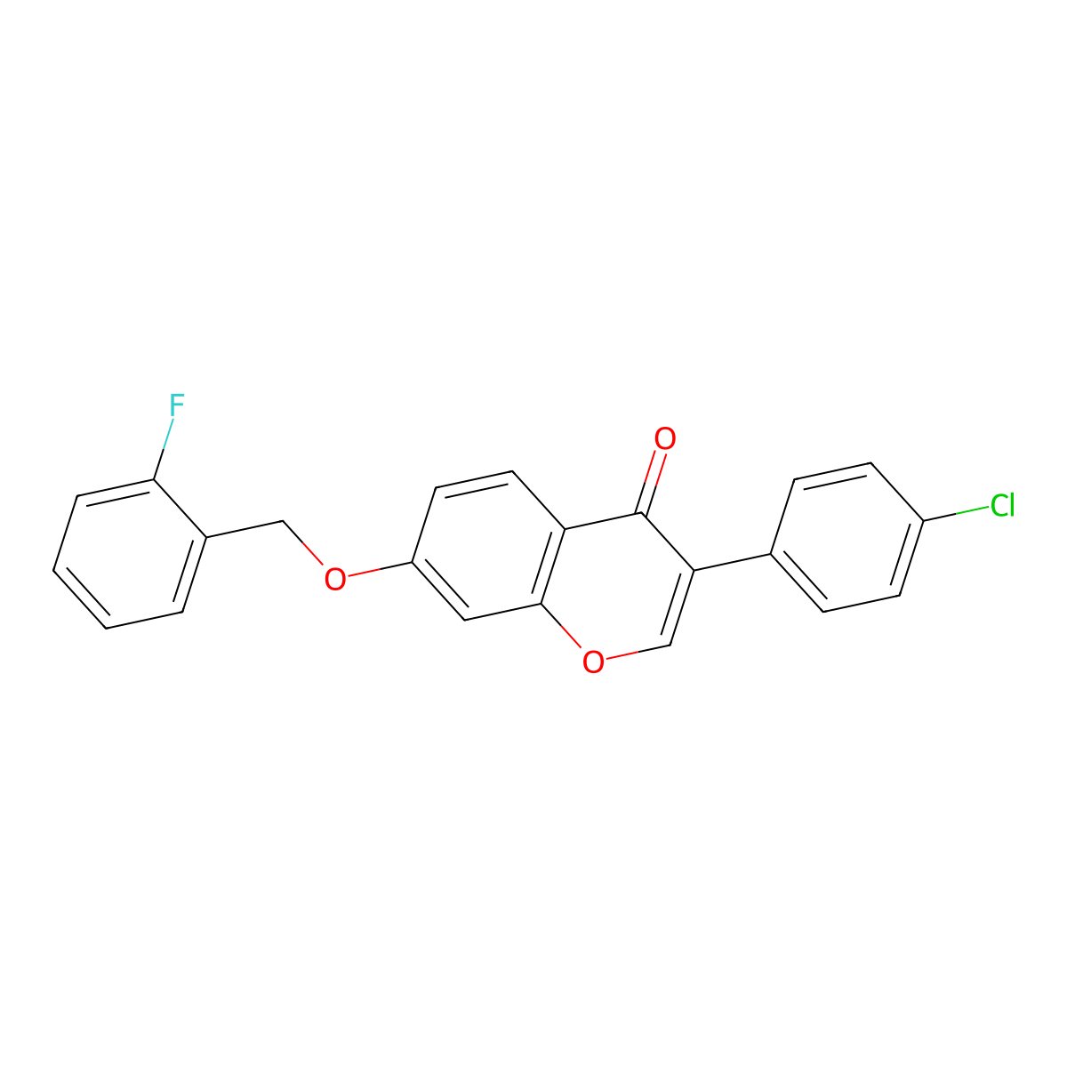 3-(4-Chlorophenyl)-7-[(2-fluorophenyl)methoxy]chromen-4-one molecular structure, CAS 496037-39-9