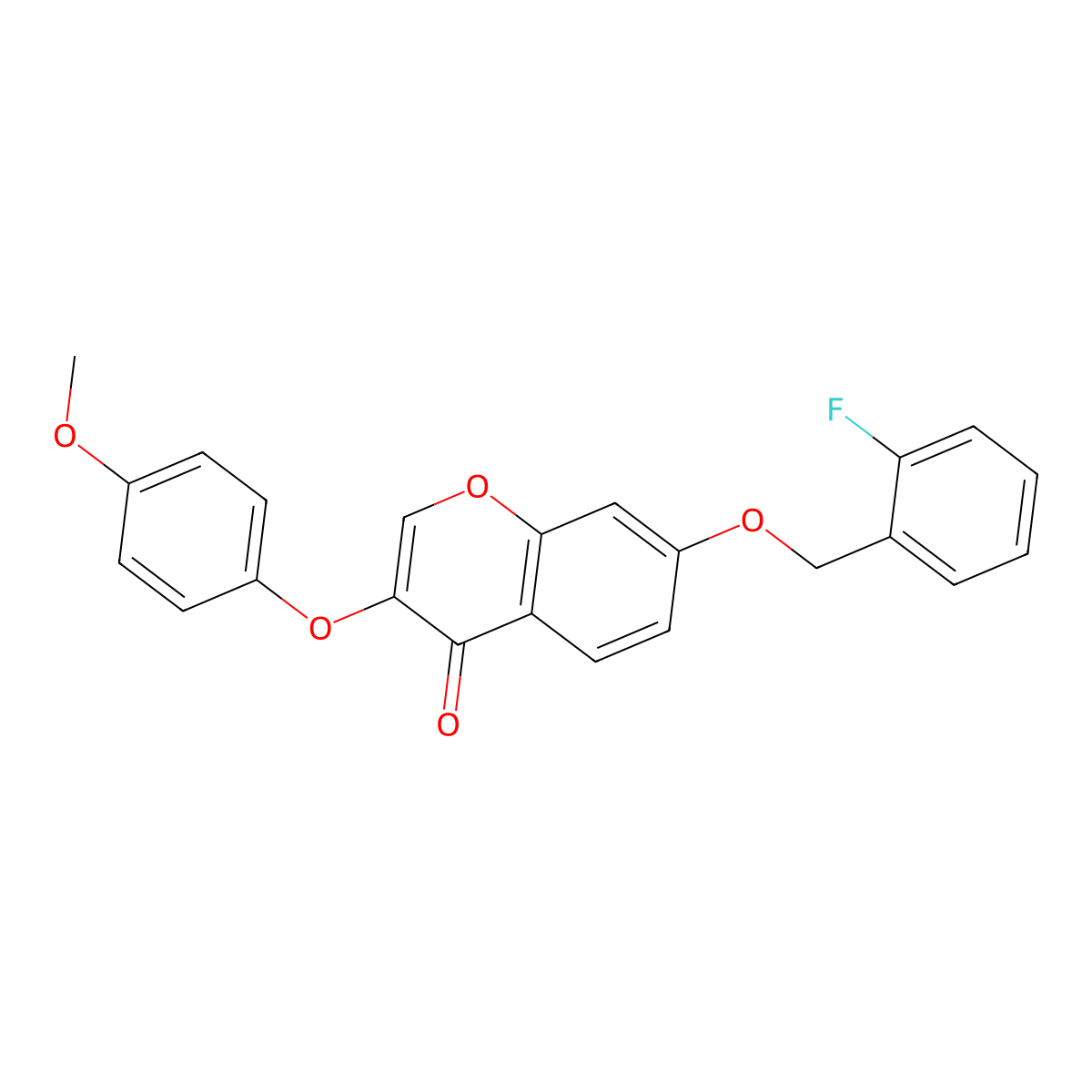 7-((2-fluorobenzyl)oxy)-3-(4-methoxyphenoxy)-4H-chromen-4-one molecular structure, CAS 496037-40-2