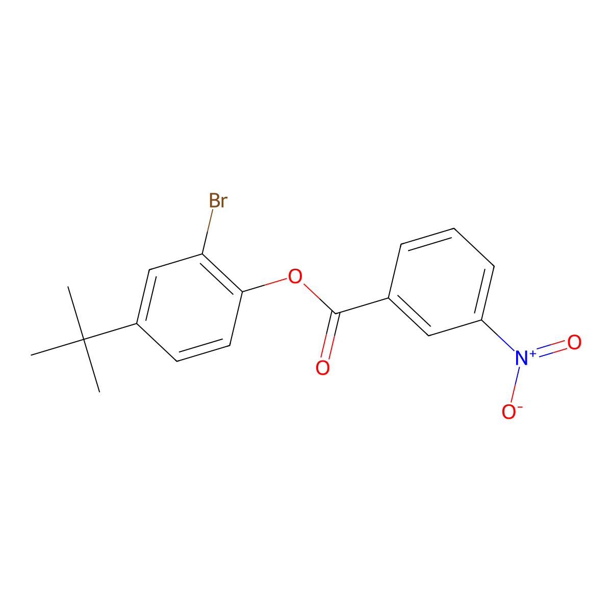 2-Bromo-4-tert-butylphenyl 3-nitrobenzoate molecular structure, CAS 496037-61-7