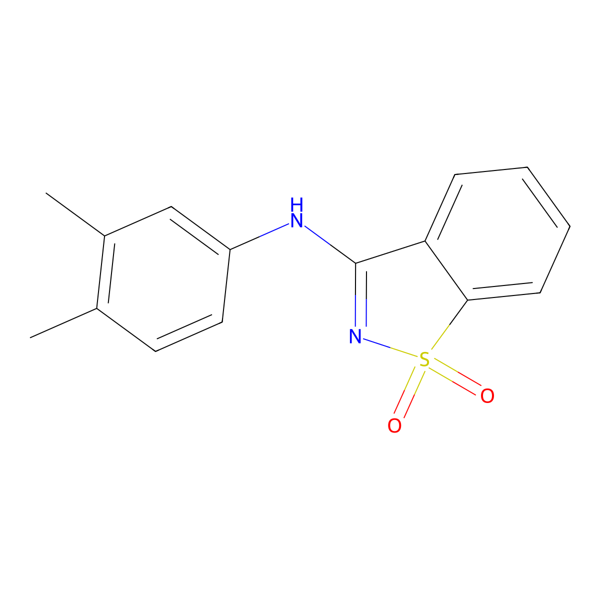 N-(3,4-dimethylphenyl)-1,2-benzothiazol-3-amine 1,1-dioxide molecular structure, CAS 496038-17-6