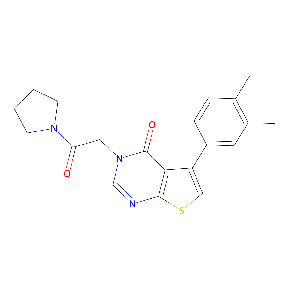 5-(3,4-Dimethylphenyl)-3-(2-oxo-2-(pyrrolidin-1-yl)ethyl)thieno[2,3-d]pyrimidin-4(3H)-one molecular structure, CAS 496038-32-5