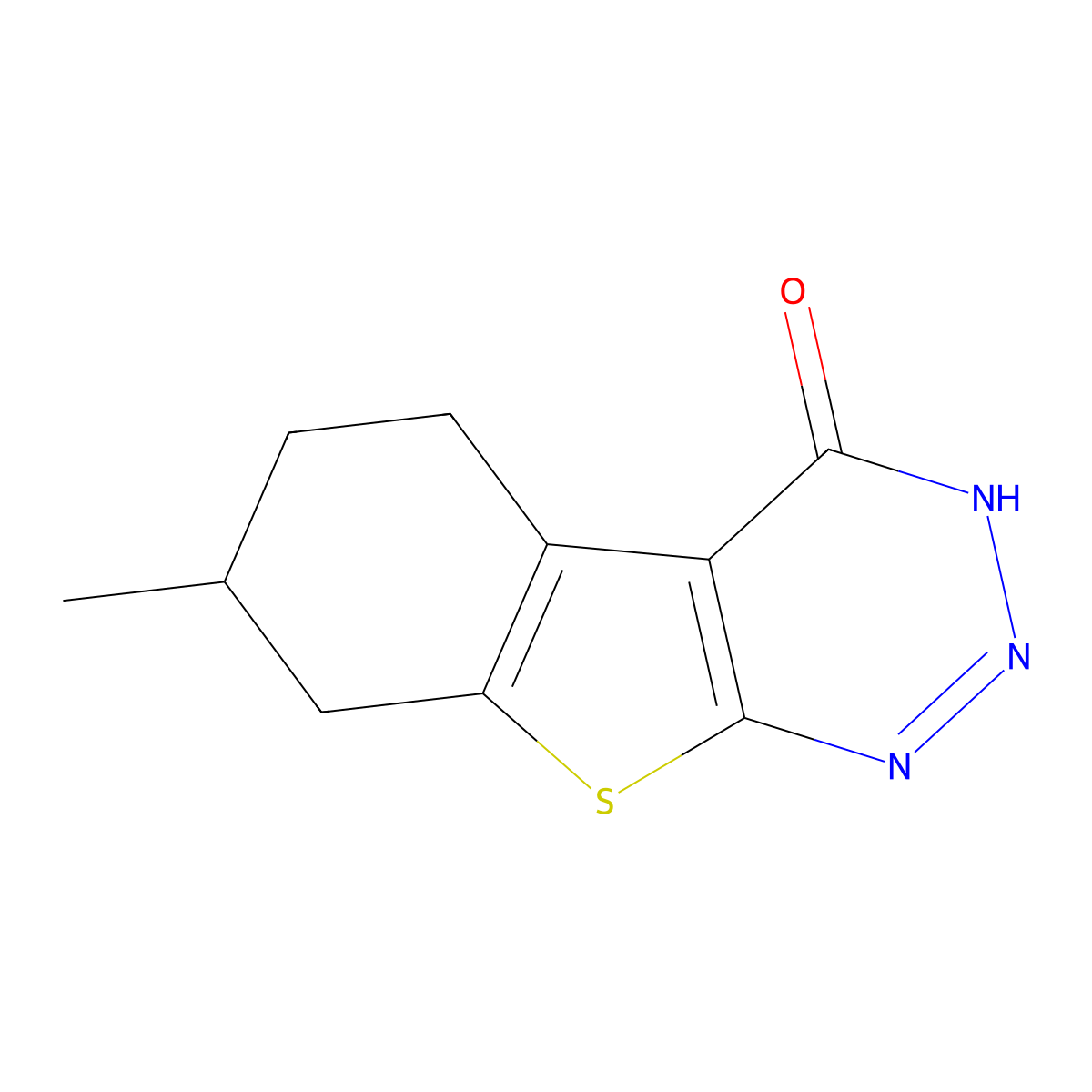 7-methyl-5,6,7,8-tetrahydro[1]benzothieno[2,3-d][1,2,3]triazin-4(3H)-one molecular structure, CAS 496038-39-2