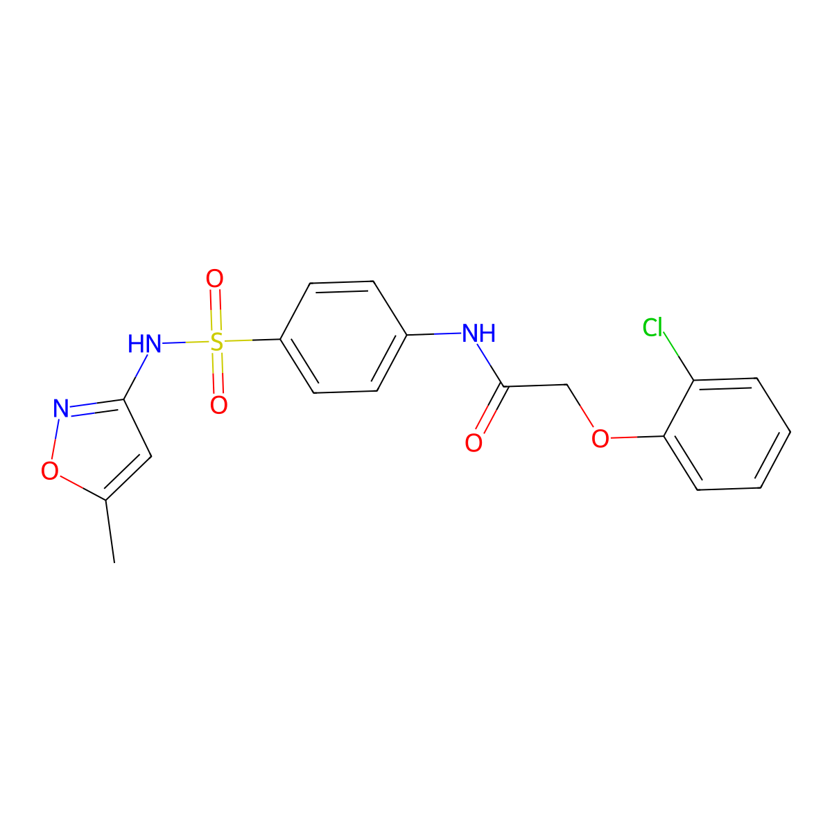 2-(2-chlorophenoxy)-N-(4-{[(5-methyl-3-isoxazolyl)amino]sulfonyl}phenyl)acetamide molecular structure, CAS 496039-74-8