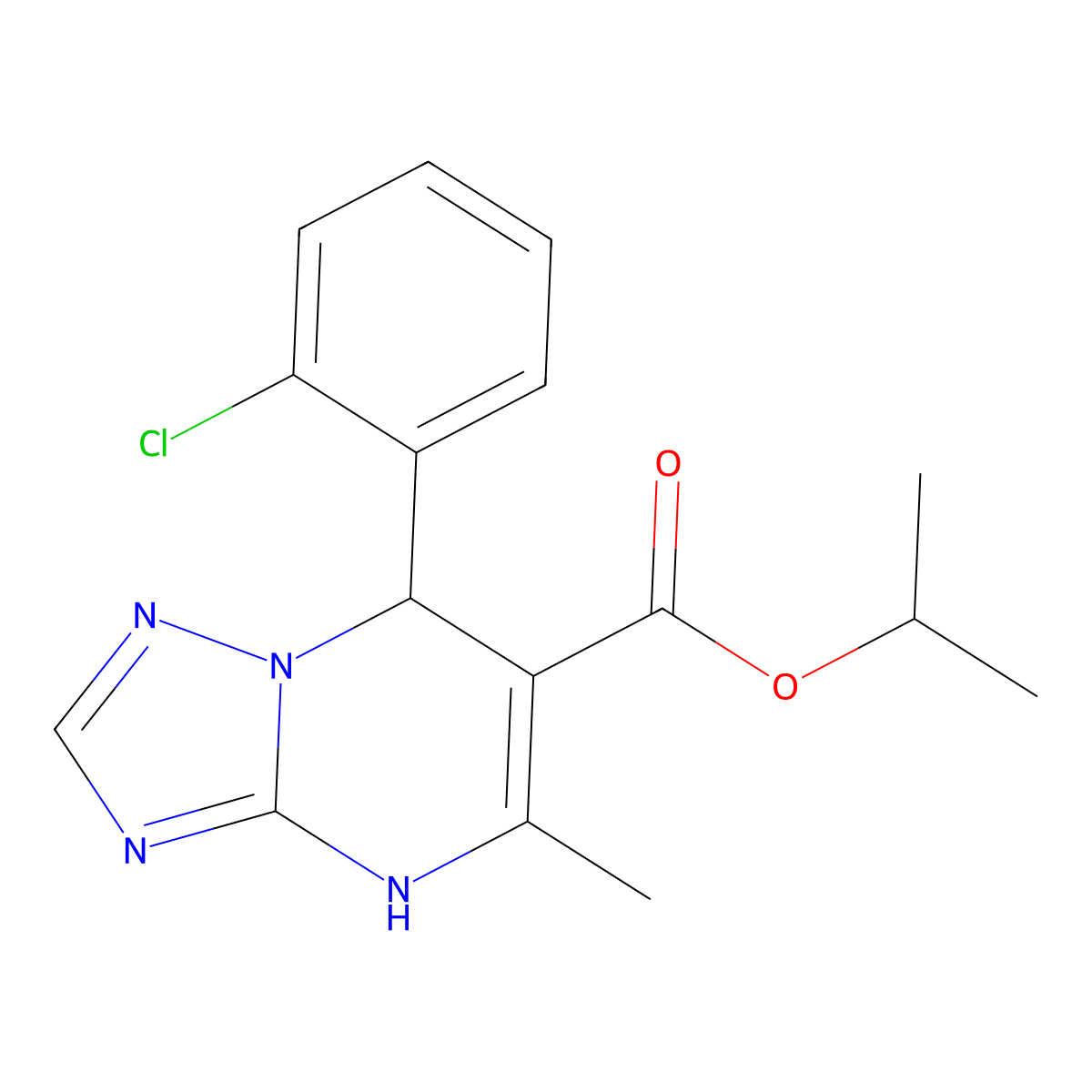 Isopropyl 7-(2-chlorophenyl)-5-methyl-4,7-dihydro-[1,2,4]triazolo[1,5-a]pyrimidine-6-carboxylate molecular structure, CAS 496040-05-2