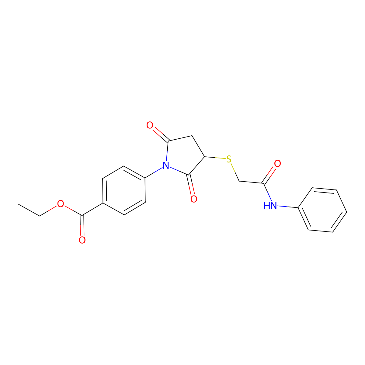 Ethyl 4-{3-[(2-anilino-2-oxoethyl)thio]-2,5-dioxopyrrolidin-1-yl}benzoate molecular structure, CAS 496040-75-6