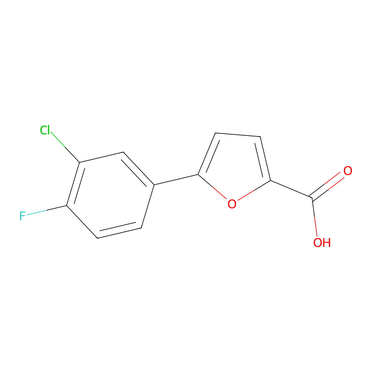 5-(3-Chloro-4-fluorophenyl)furan-2-carboxylic acid molecular structure, CAS 496044-15-6