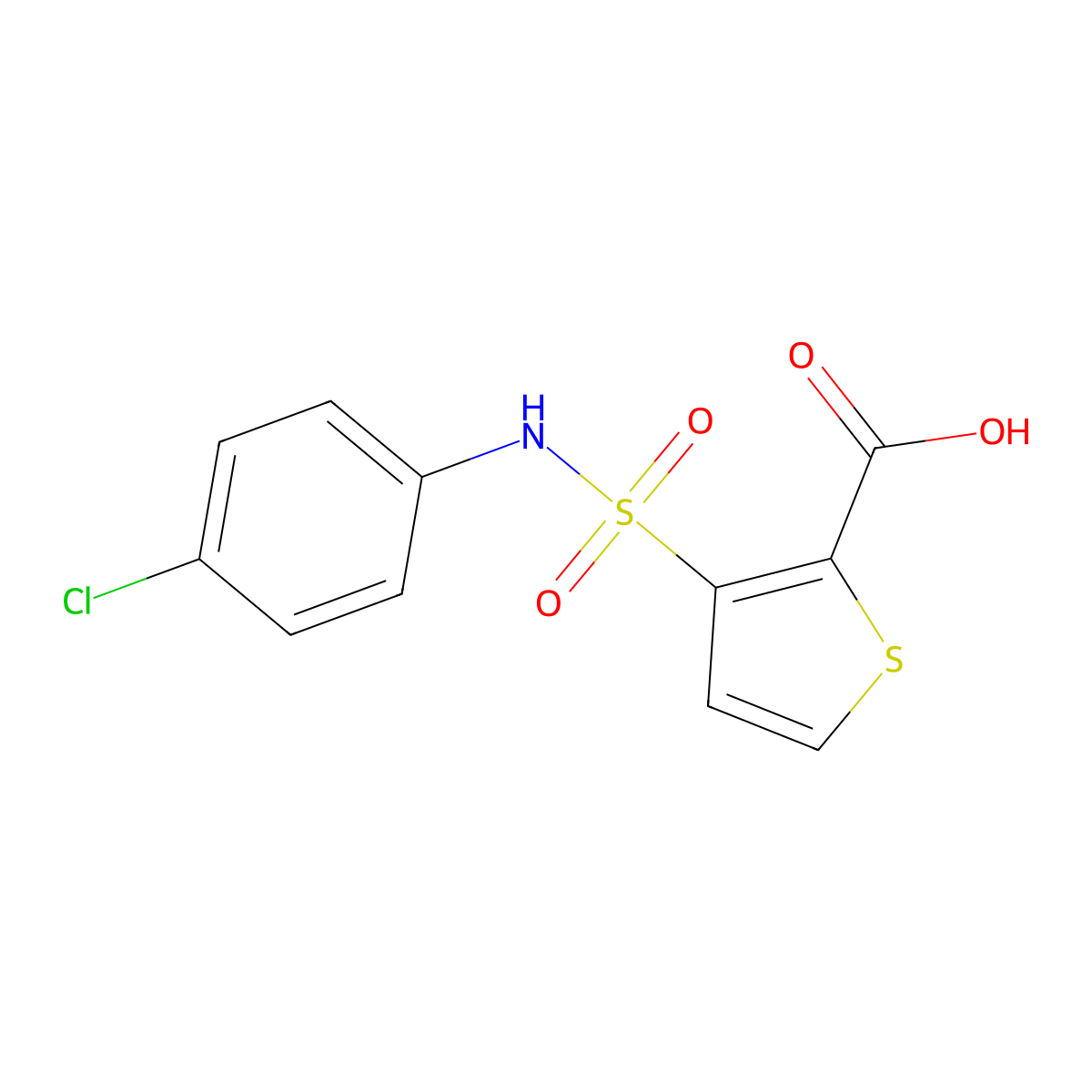 3-((4-Chloroanilino)sulfonyl)thiophene-2-carboxylic acid molecular structure, CAS 496051-23-1