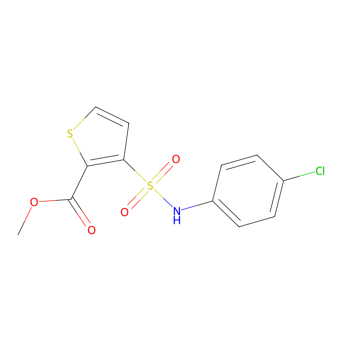 Methyl 3-[(4-chlorophenyl)sulfamoyl]thiophene-2-carboxylate molecular structure, CAS 496051-36-6