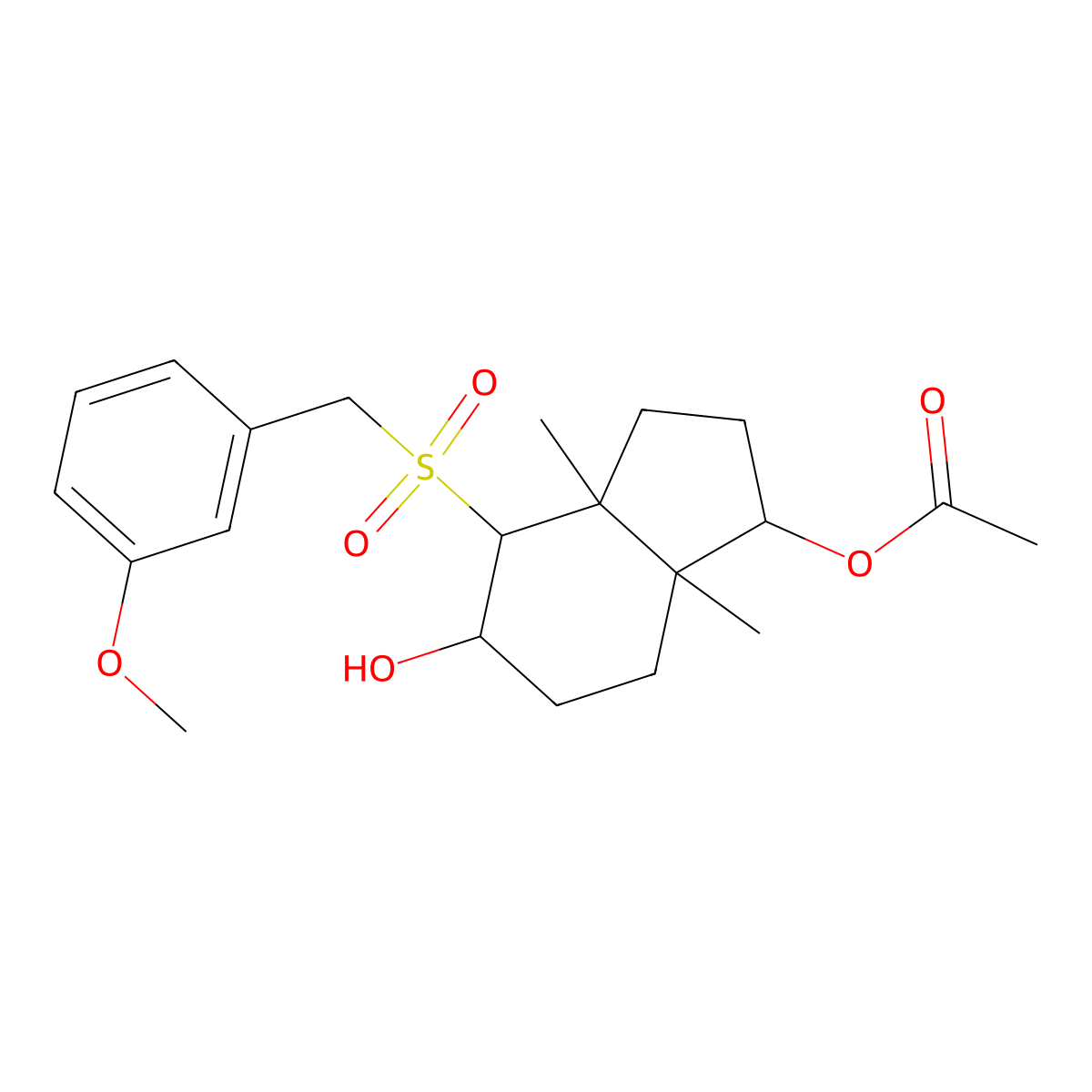 5-hydroxy-4-[(3-methoxybenzyl)sulfonyl]-3a,7a-dimethyloctahydro-1H-inden-1-yl acetate molecular structure, CAS 496054-60-5