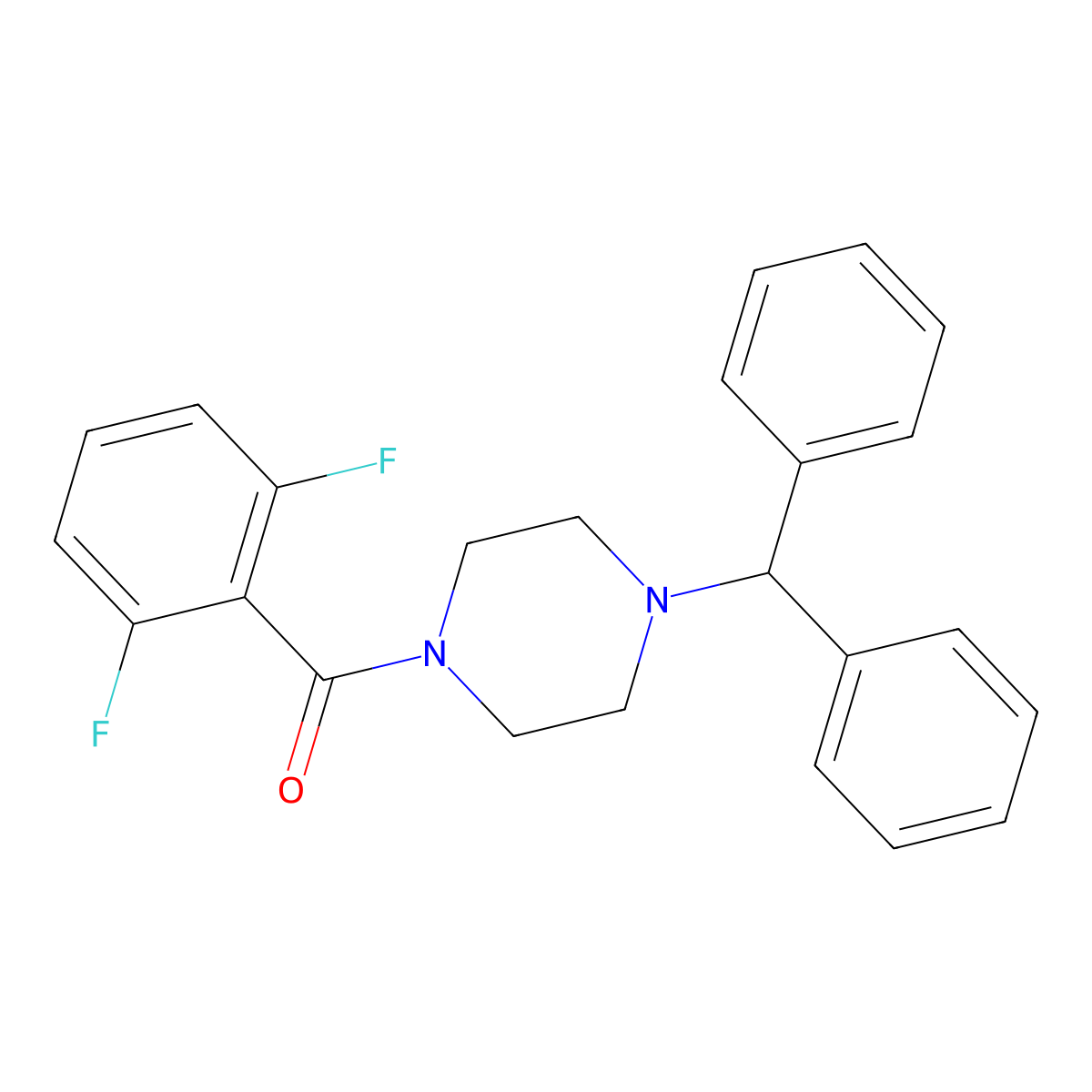 2,6-Difluorophenyl 4-(diphenylmethyl)piperazinyl ketone molecular structure, CAS 496054-70-7