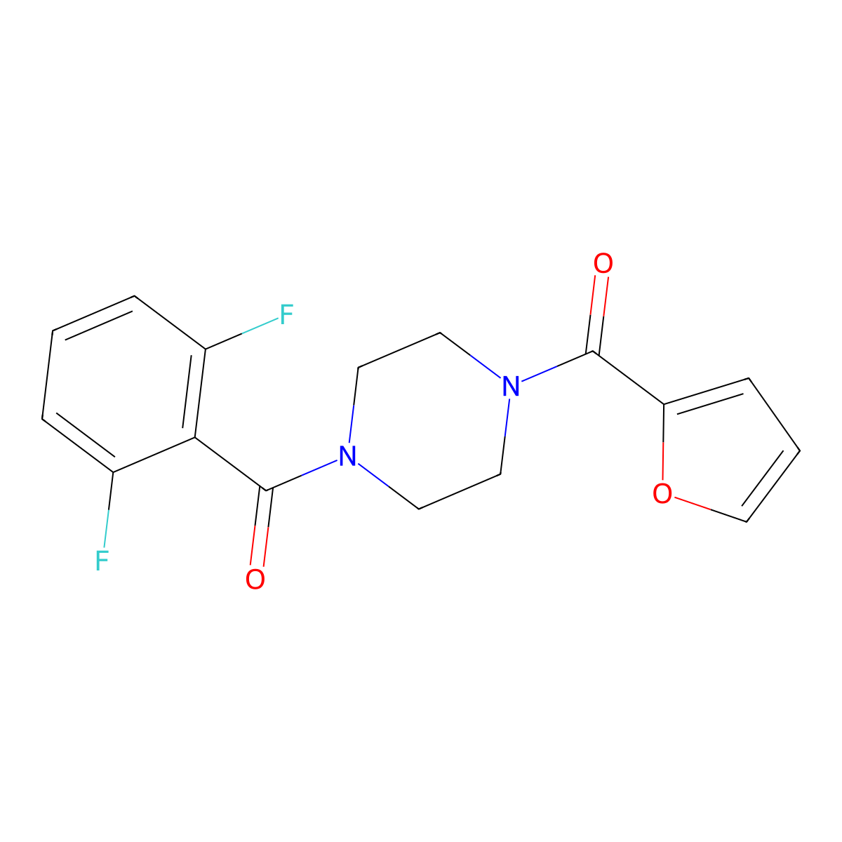 2,6-Difluorophenyl 4-(2-furylcarbonyl)piperazinyl ketone molecular structure, CAS 496054-74-1