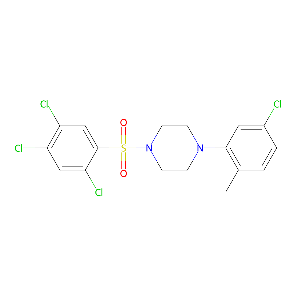1-(5-Chloro-2-methylphenyl)-4-[(2,4,5-trichlorophenyl)sulfonyl]piperazine molecular structure, CAS 496054-75-2