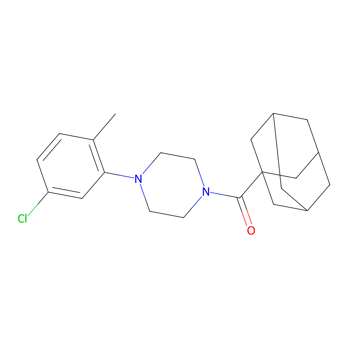 Adamantanyl 4-(5-chloro-2-methylphenyl)piperazinyl ketone molecular structure, CAS 496054-76-3